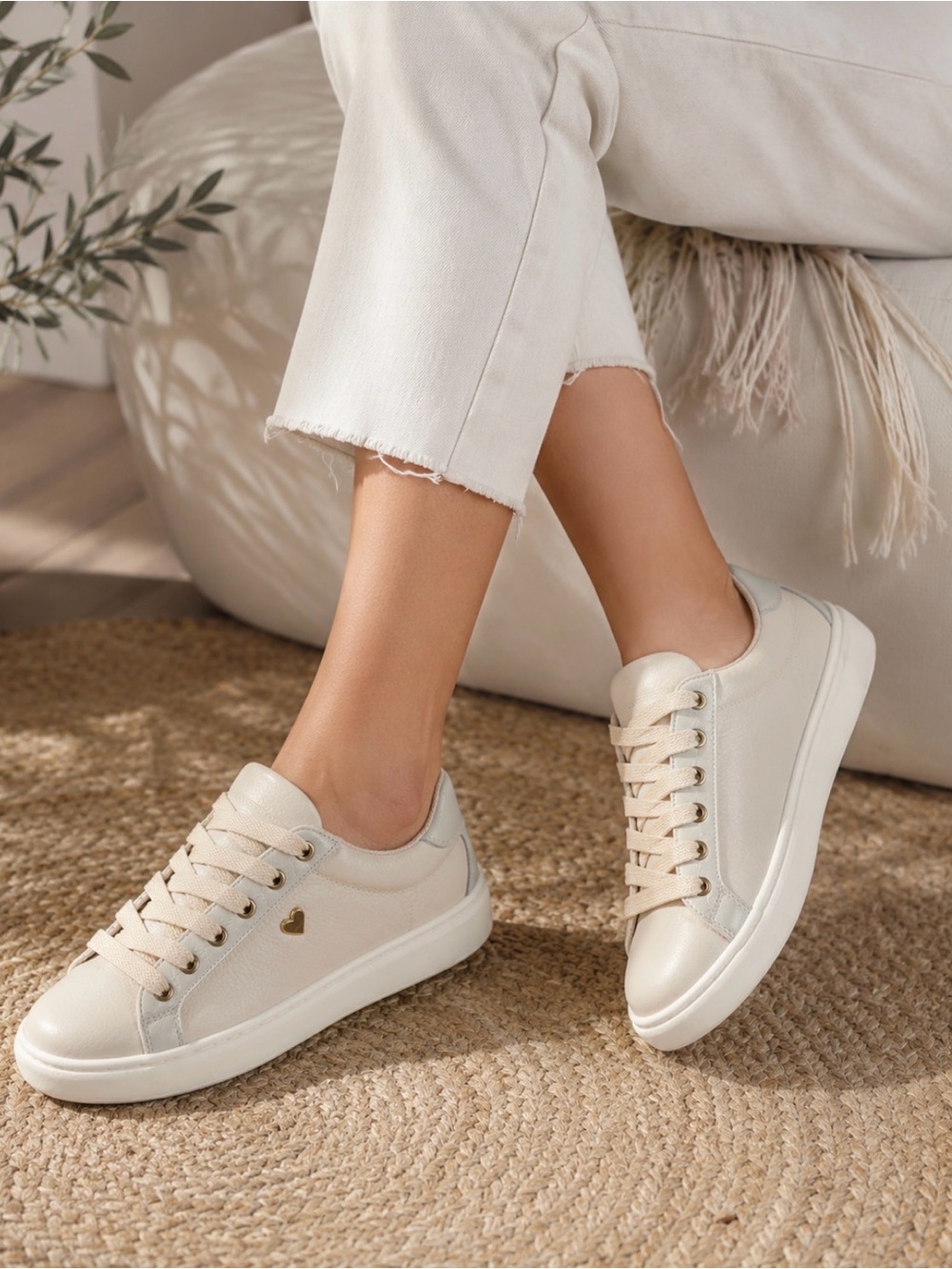 Nataly Mendeze Leather Platform Sneakers Cream White Women’s Size 8);